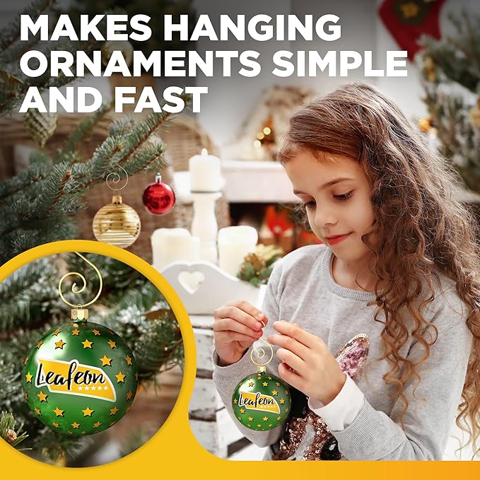 Leafeon 50 Pack S-Shaped Christmas Ornament Hooks for Christmas Tree Decoration – The Best Holiday S-Shaped Xmas Ornament Hangers (Gold)