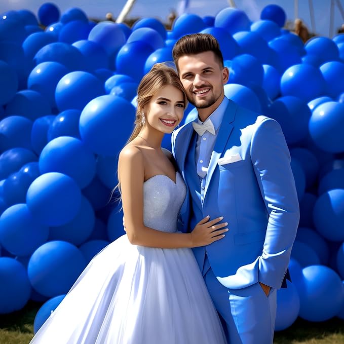 130PCS Blue Balloons, Latex Balloons Different Sizes 18/12/10/5 Inch, Helium Balloons with Ribbon, Party Balloon Set for Birthday Wedding Graduation Anniversary Baby Shower Decorations.