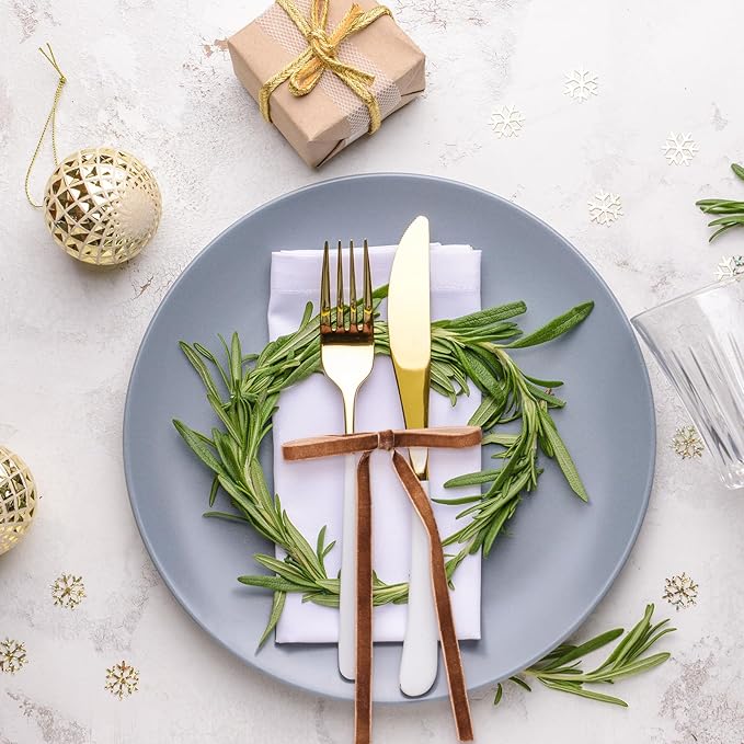 Yilloog 90 Yards Christmas Velvet Ribbon Vintage Satin Fabric Velvet Ribbon Roll for Christmas Tree Ornaments Decoration Gift Wrapping Bow DIY Crafts(Brown,3/8 Inch/ 1 Inch/ 2 Inch)