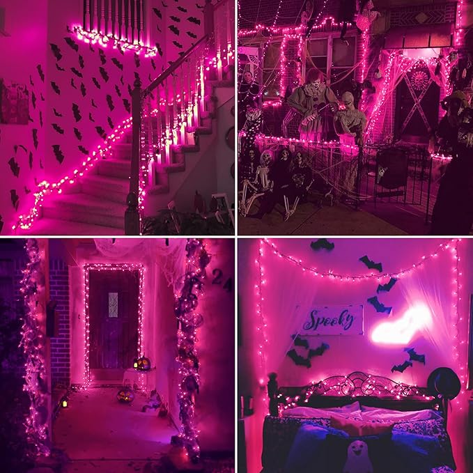 Purple Halloween Lights Outdoor,50 Count Incandescent Bulb Waterproof Fairy Lights，13FT UL Certified Mini String Lights for Holiday Decorations, Christmas,Halloween,Party, Xmas, Yard,Patio
