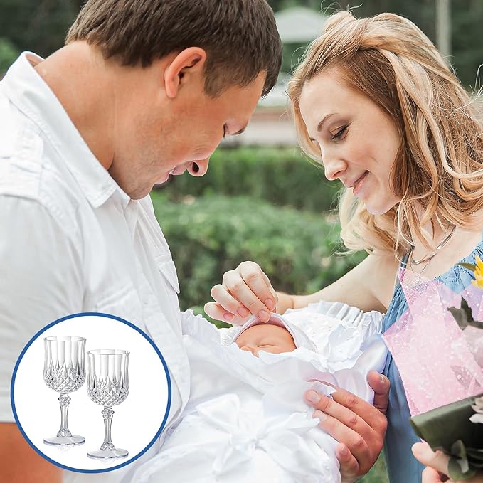 XUWAIDSGN 48 Pcs 7oz Plastic Vintage Wine Glasses Drinking Glasses Unbreakable Wedding Glassware Crystal Water Goblets Reusable Drinkware Vintage Champagne Flutes (48, Clear)