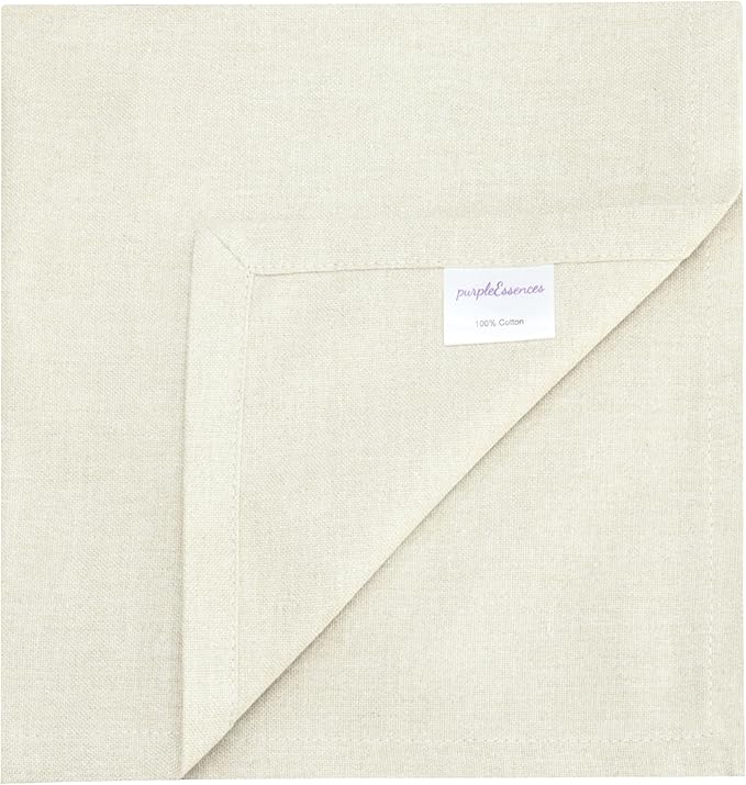 PurpleEssences Set of 12 Cloth Dinner Napkins 100% Cotton 18x18 Inch - Soft Durable Washable - Ideal for Farmhouse Party Christmas Holiday Winter - Perfect Everyday Use Table Linen - Royal Linen