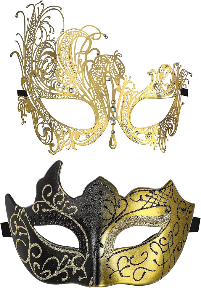 YU FENG Venetian Masquerade Mask for Women Couples Besties-Prom,Balls,Mardi Gras,Halloween and Parties Costume Mask