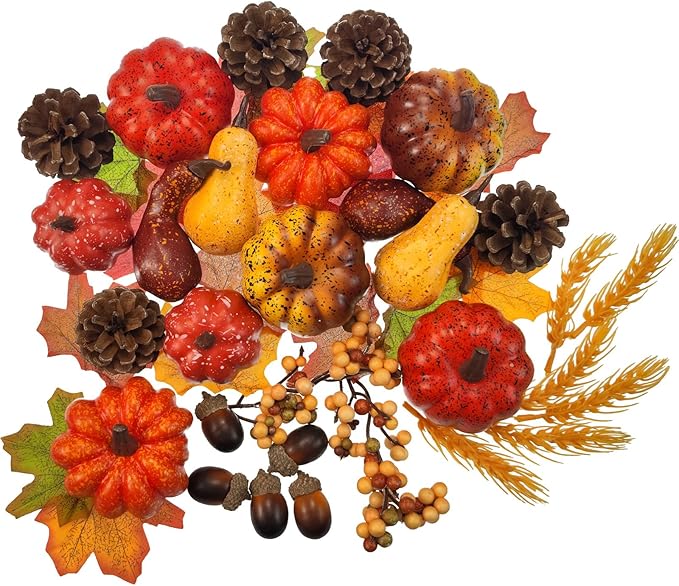 Fake Pumpkin Decor Set,Mini Fake Pumpkin Decor,Fall Harvest Decorations,Halloween Thanksgiving Decor and Table Centerpieces