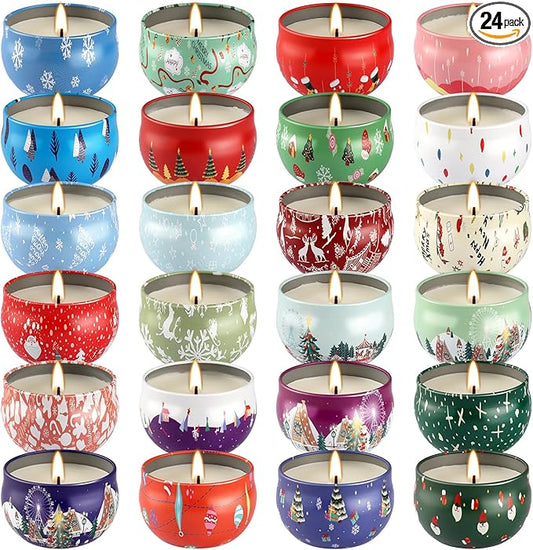 24 Pack Christmas Advent Scented Candles Gift - Aromatherapy Candle, 2.5oz Natural Soy Wax with Long Lasting Burn Time, Perfect for Christmas Countdown, Thanksgiving Gifts for Women & Home Decor