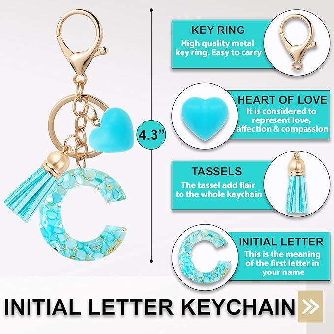 Initial Letter Keychain, Butterfly Keychain Cute Resin, Initial Keychain Backpack Charms, Key chain for Women, Girls