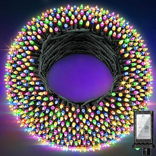 1500 LED 470FT Christmas String Lights Outdoor, 12 Modes and Timer Memory Dimmable, Plug in Waterproof Dark Green Wire Twinkle Fairy Light for for Xmas Yard Tree Wedding Party Decor (Multicolor)