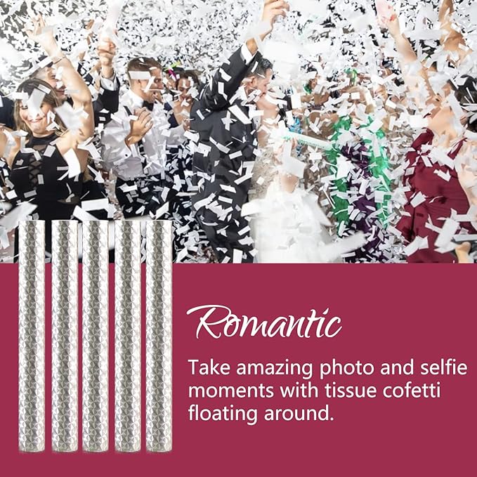 BATTIFE 40Pack White Confetti Wands, Tissue Paper Confetti Flick Flutter Sticks for Wedding Celebrations, Anniversary, Birthday Party, 7.8inch