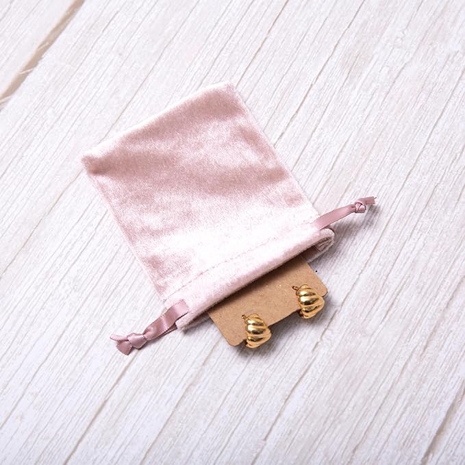 12pcs Rose Pink Velvet Drawstring Bags 3x4 inches Small Velvet Cloth Gift Bags Jewelry Pouches for Storage Wedding Party Favor Christmas