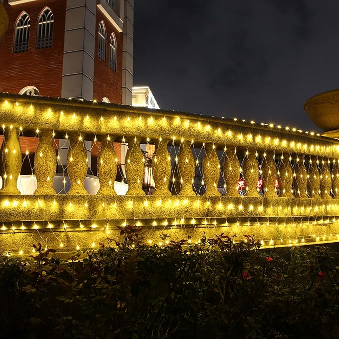 11.5ft x 5ft Christmas Net Lights Outdoor, 360 LED Net Lights with 8 Modes, Connectable, Timer, Waterproof Low Voltage Bush Mesh Fairy String Light for Yard Bush Christmas Indoor Decor (Warm White)