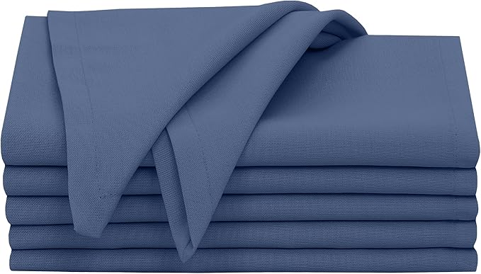 Ruvanti Cloth Napkins Set of 6, 18x18 Inches, 100% Cotton, Washable, Soft & Absorbent, Perfect for Wedding, Christmas, ‎Thanksgiving Dinners - Bijou Blue