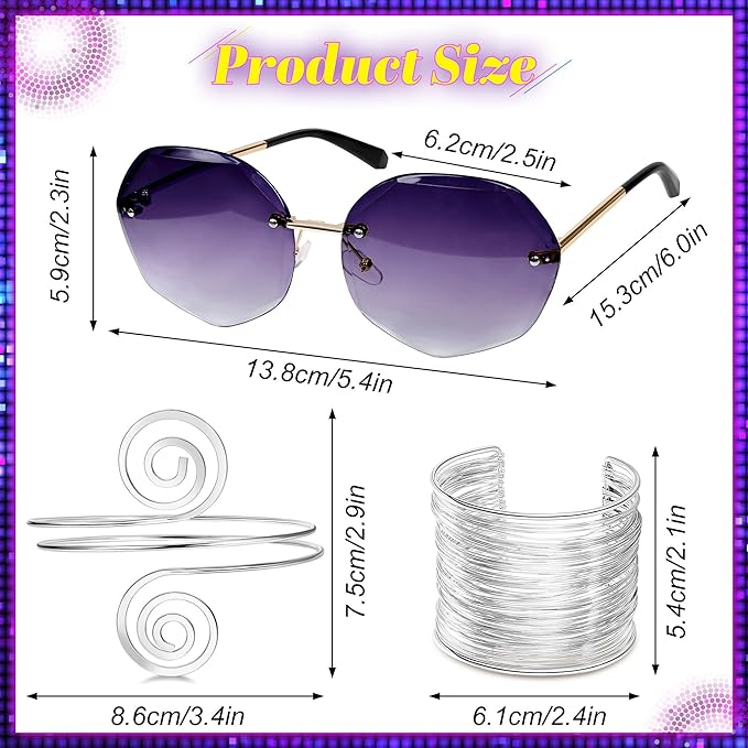 6 Piece 70s Disco Accessories for Woman 1970s Disco Costume Accessory Set for Party Halloween Cosplay