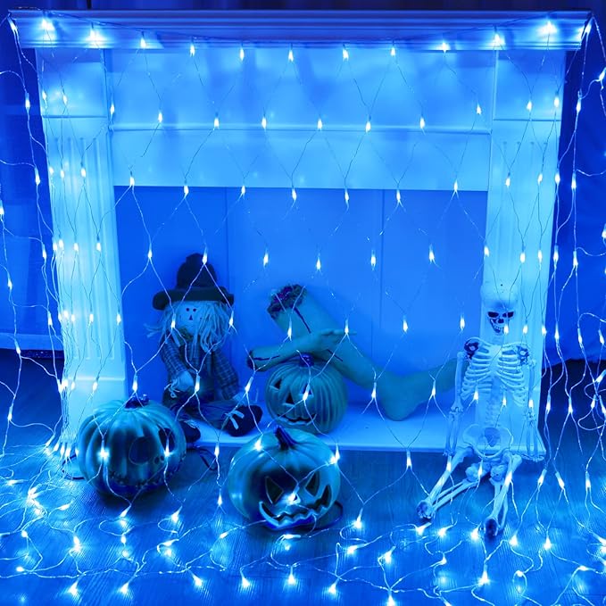 11.5ft x 5ft Christmas Net Lights Outdoor, 360 LED Net Lights with 8 Modes, Connectable, Timer, Waterproof Low Voltage Bush Mesh Fairy String Light for Yard Bush Christmas Indoor Decorations (Blue)