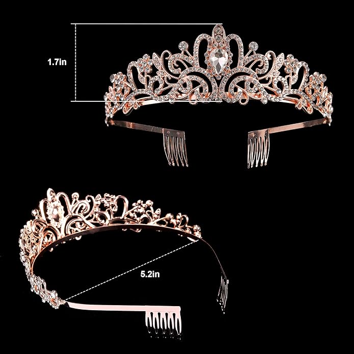 Crystal Tiara Crowns For Women Girls Princess Elegant Crown with Combs Women's Headbands Bridal Wedding Prom Birthday Party