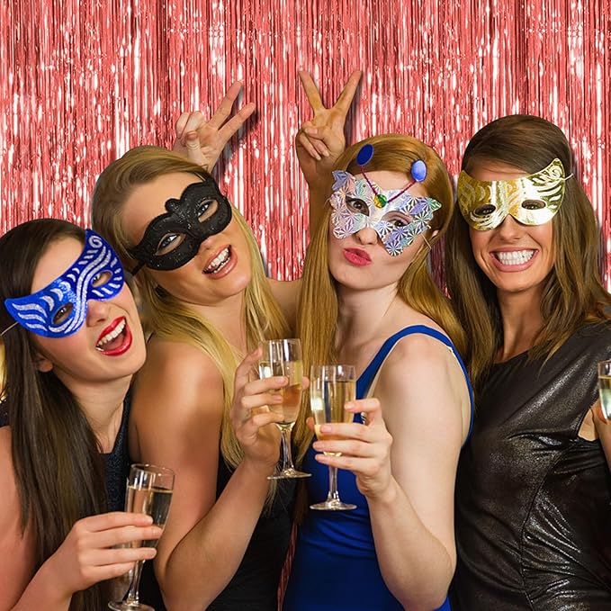 10 Pack Rose Gold Fringe Curtain Backdrop Birthday Bachelorette Party Decorations Metallic Tinsel Streamers Foil Backdrop Christmas Graduation Wedding New Year Party Decorations