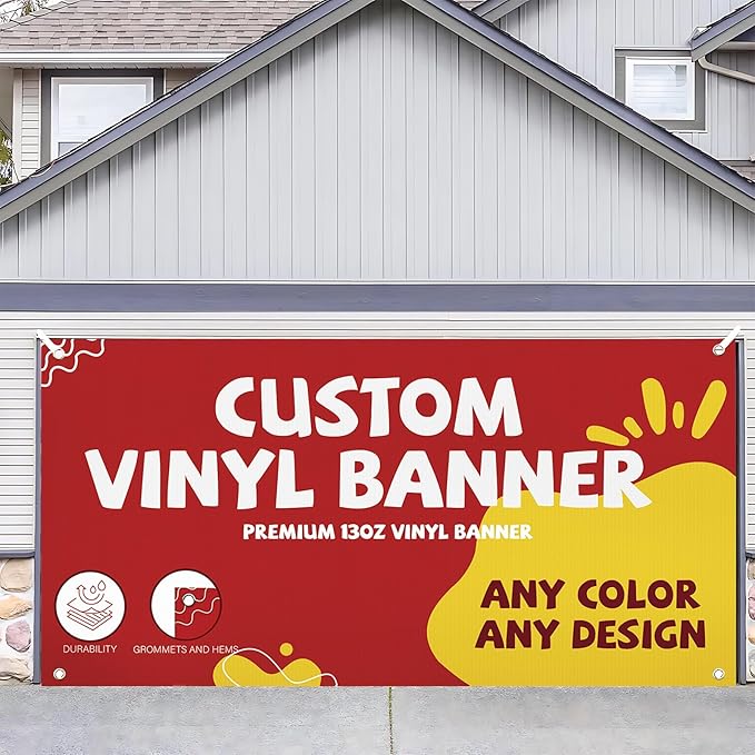 Custom Vinyl Banner, Banners and Signs Customize Outdoor or Indoor, Personalized Banner Backdrop Decorations for Birthday Party Business Event