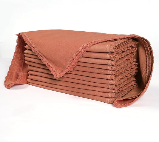Ramanta Home Linen Flax Cloth Napkins Set of 12| 18x18 Inch | Premium Cotton Linen Flax Lace Soft & Durable | Washable Ideal for Everyday Use Parties Thanksgiving Christmas Halloween Rust