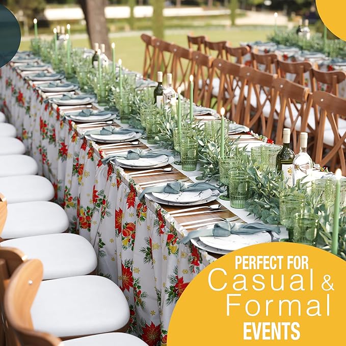 Exquisite Ruffle Table Skirt Holiday 6 Pack 14 Ft Long Table Skirts for Rectangle Tables 6ft Plus or Round Tables Skirts with Adhesive Strip for Gender Reveal Decor & Happy Birthday Parties