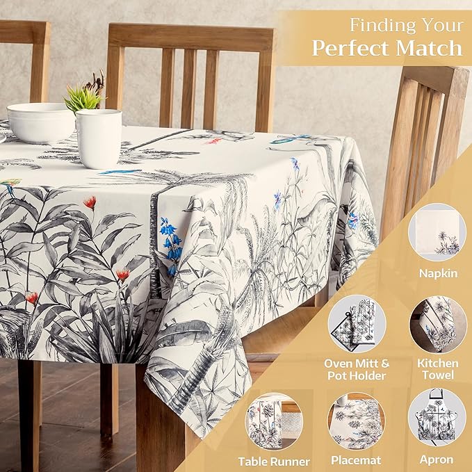Maison d' Hermine Table Cloth Square Table 100% Cotton 54 x 54 Inches Fall Tablecloth Reusable Everyday Use for Thanksgiving Christmas Decorations Dining Farmhouse Party (Amazonia)