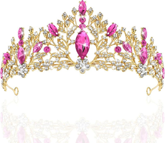 TAROSE Crowns for Women and Girls, Queen Crystal Gold Silver Tiaras with White Rhinestone and Combs, Goddess Crown for Wedding Bride Birthday Princess Bridal Shower Hair Accessories for Women