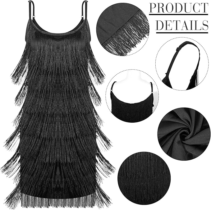 Zhanmai 6 Pcs Flapper Dress Flapper Costumes for Women 1920s Accessories Set Headband Pearl Necklace Earrings Gloves Stick