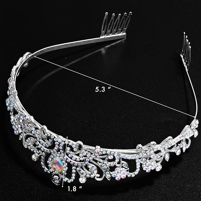 TAROSE Crowns for Women and Girls, Queen Crystal Gold Silver Tiaras with White Rhinestone and Combs, Goddess Crown for Wedding Bride Birthday Princess Bridal Shower Hair Accessories for Women