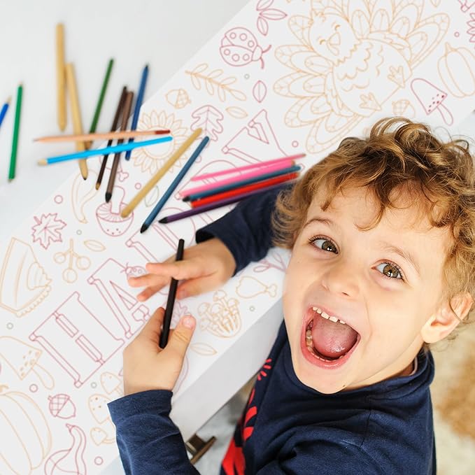 Big Dot of Happiness Happy Thanksgiving Coloring Table Runner, 7ft Long Fall Harvest Holiday Party Craft & Activity Table Cover for Kids & Family, Giant Coloring Page - 1 Roll