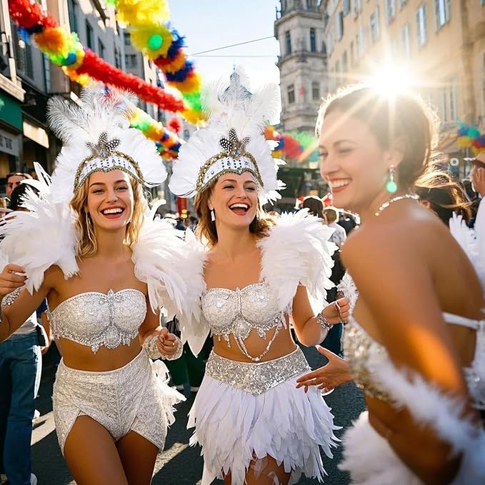 Women's Carnival Feather Headpieces Sequin Headdress for Wedding Masquerade Party Cosplay Feather Headbands