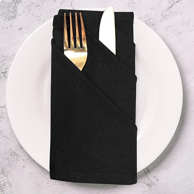 Cloth Dinner Napkins Onyx Set of 12 (18"X18") 100% Cotton Absorbent Durable Washable Reusable Ideal for Farmhouse Party Thanksgiving Fall Christmas Everyday Use Table Napkins