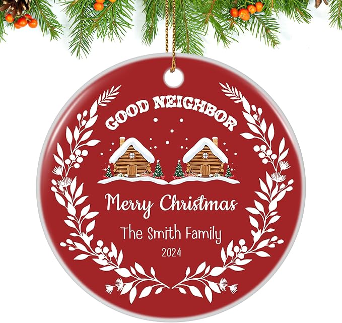 Custom Ceramic Christmas Ornaments with Photo Text - Personalized New Home Christmas Hanging Decorations Decorations