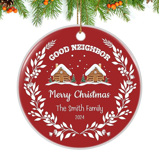 Custom Ceramic Christmas Ornaments with Photo Text - Personalized New Home Christmas Hanging Decorations Decorations