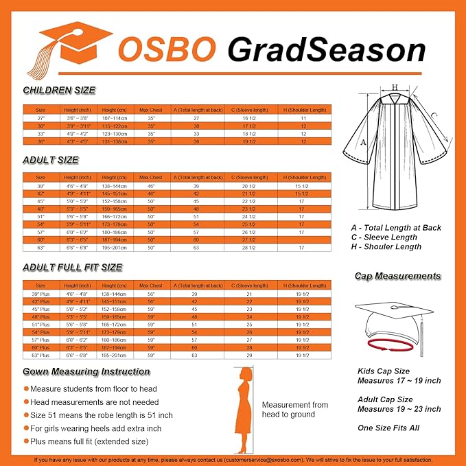 OSBO GradSeason Matte Graduation Cap and Gown 2025 Set with Tassel for High School & College 10 Colors