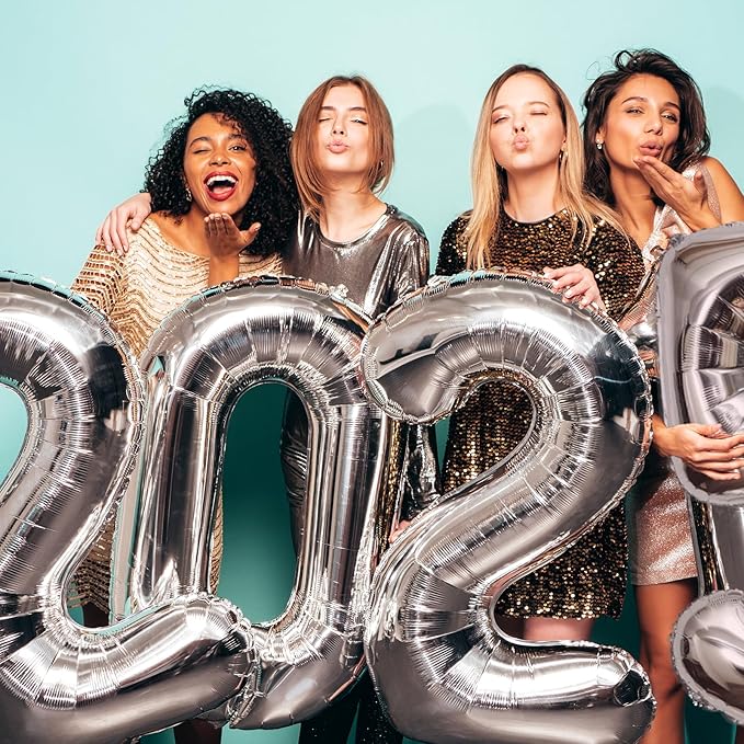 Smlpuame 40 Inch 2025 Balloons Silver, Large Foil Number Balloons for Happy New Years Festival Celebration Party Supplies Class of 2025 Graduation Decorations
