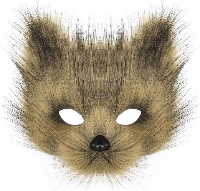 Animal Fox Wolf Mask Halloween Party Cosplay Costumes Props Plush Cat Half Face Masks Carnival Christmas Masquerade