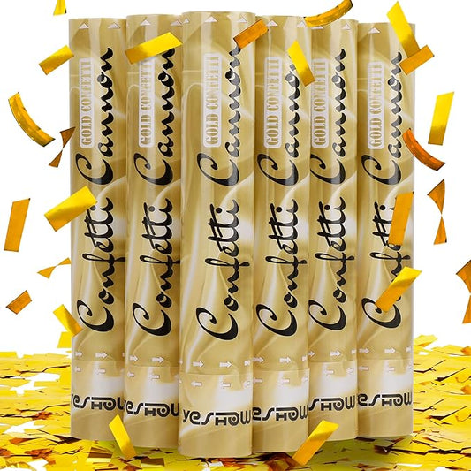 Confetti Cannon Party Poppers Gold,(6 pack) YESHOW Confetti Shooters Blaster for Birthday Graduation Wedding Christmas New Year’s Eve and Any Celebrations