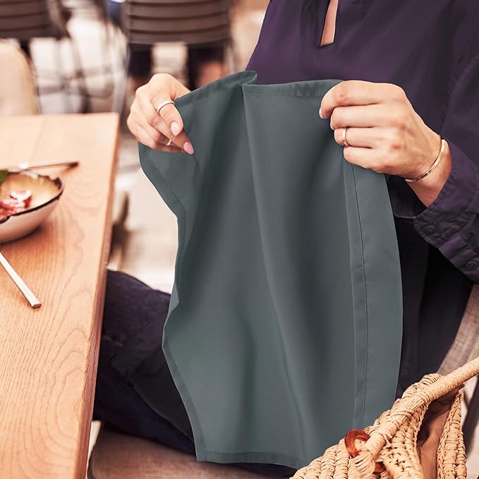 Utopia Home [24 Pack, Grey] Cloth Napkins 18x18 Inches, 100% Polyester Hemmed Edges, Washable and Reusable Ideal for Parties, Weddings and Dinners