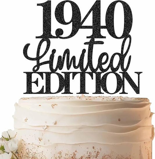 Limited EDITION 1940 Cake Topper - Black Glitter Happy 85th Birthday Party Cake Decoration Supplies, Cheer to 85 Years Cake Bunting Decor for 85th Birthday Party Photo Booth Props