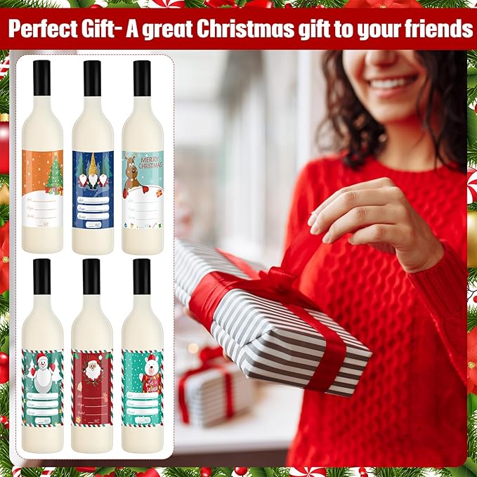 6 Set Coquito Bottles 25 oz Christmas Glass Bottles Brewing Bottles for Homemade Coquito with Christmas Writable Label Stickers Twine Wine Bottles with Airtight Cap for Home Party Milk Eggnog