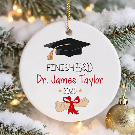 Custom Doctor Christmas Ornaments 2025, Doctor of Education Ornament, Ed.d Doctorate 2025 Finished EDD Graduation, Doctoral Ornament Gifts for Women Men, Christmas Decorations, Dr Gifts for Him Her