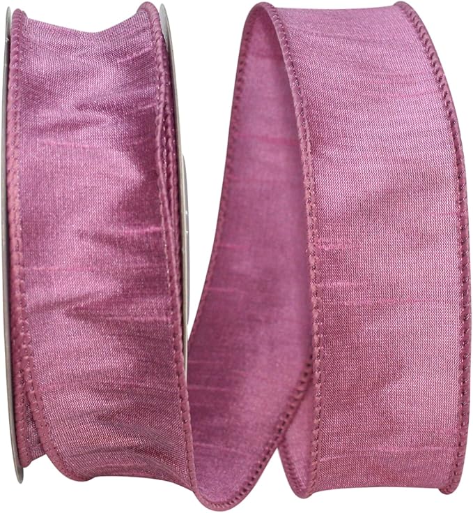 Reliant Ribbon 92975W-122-09F Dupioni Supreme Wired Edge Ribbon, 1-1/2 Inch X 10 Yards, Rosy Mauve