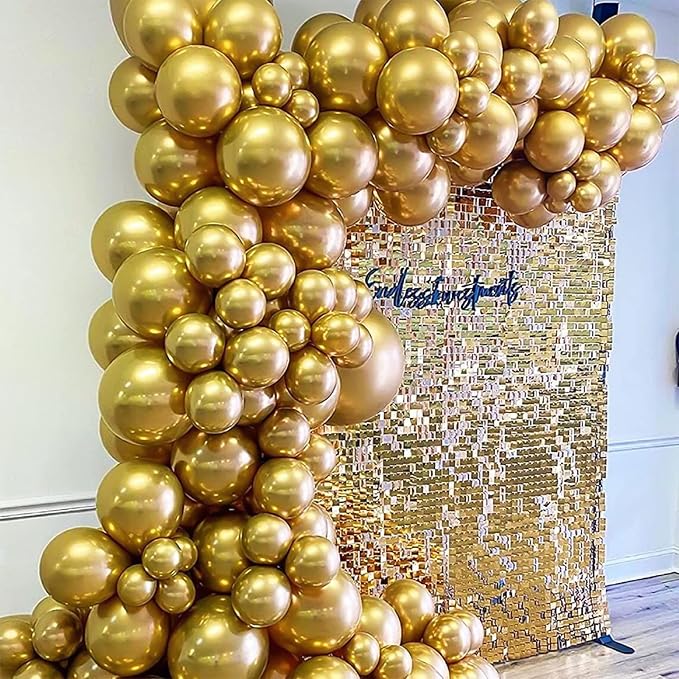 Labeol Metallic Gold Balloons Different Sizes 139PCS 18/12/10/5 Inch Chrome Gold Balloon Garland Arch Kit Quality Latex Balloons Gold Decorations for Wedding Party Birthday Graduation Baby Shower