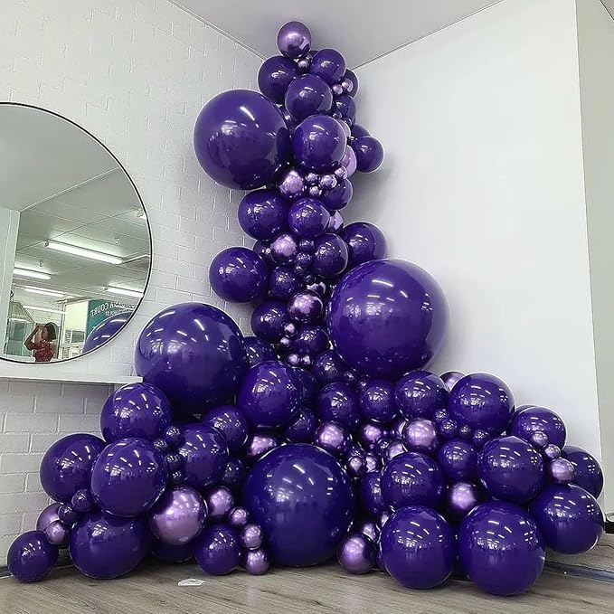 Purple Balloons, 12 Inch 30 Pcs Deep Dark Purple Balloon Matte Royal Lila Latex Balloons for Arch Party Helium Balloon for Birthday Halloween Graduation Party Decorations