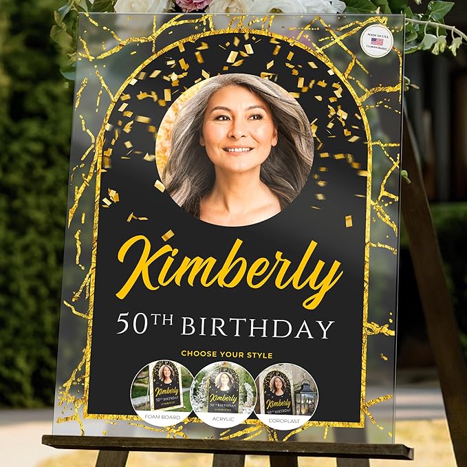 18"x24" Custom Welcome Sign for Party, Personalized Welcome Sign for Birthday Party, Custom Sign in Acrylic, Foam Board, or Coroplast Welcome Signs B (Design H)