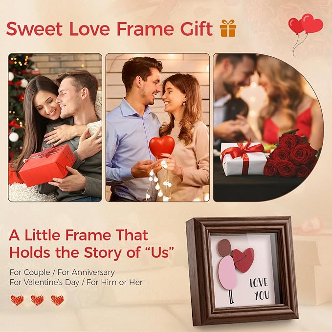 LukieJac Valentine's Day Gifts Shadow Box Frame - I Love You Decoration Gifts for Boyfriend, Him, Husband for Anniversary, Birthday, Christmas
