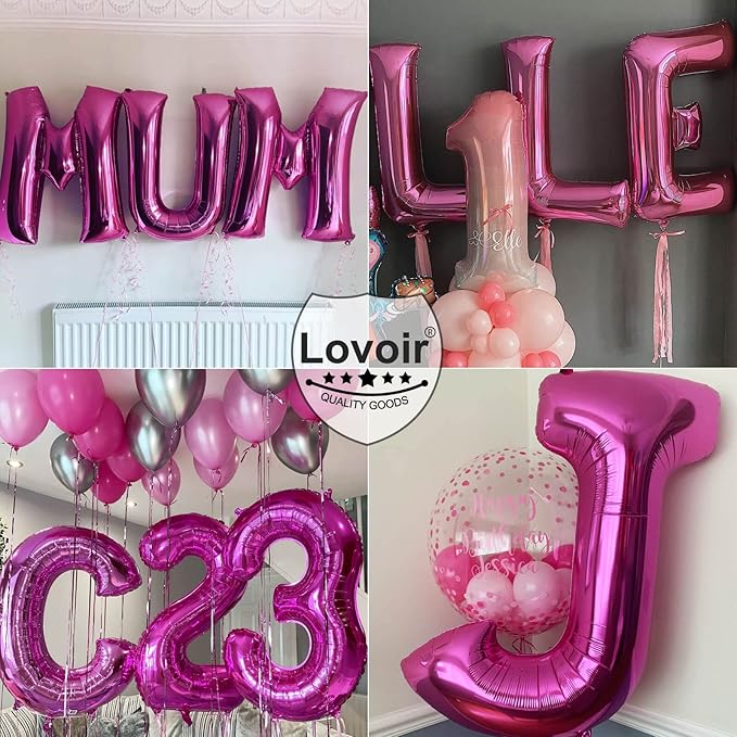 Lovoir 40 Inch Large Hot Pink Letter G Balloons Big Size Jumbo Mylar Foil Helium Balloon for Birthday Party Celebration Decorations Alphabet Hot Pink G