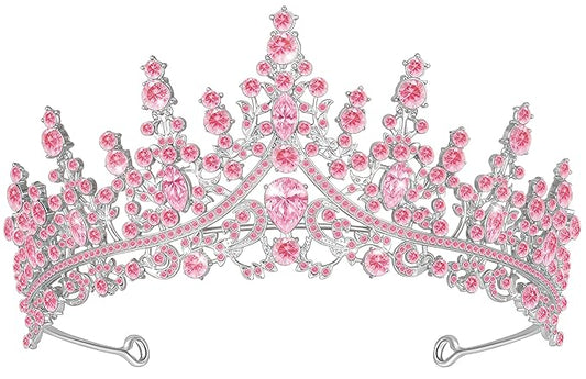 Tiara Crown for Women, Queen Tiara for Birthday Prom Bridal Party Custome Pink