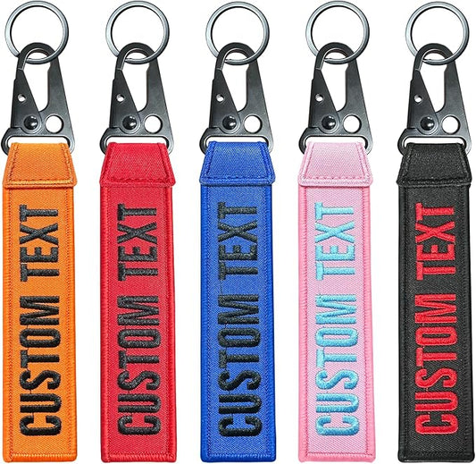 Personalized Embroidery Keychain, Custom Double Sided Embroidery Luggage Tags, Car enthusiast keychain, Keyring for Backpacks, Car, Biker, Motocycle