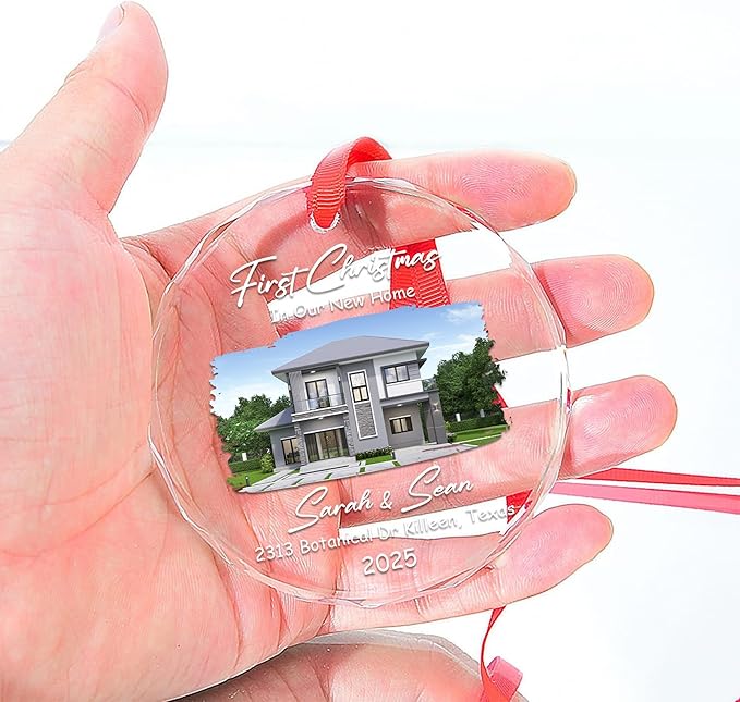 Personalized Crystal Christmas Ornaments with Photo, Custom Christmas Photo Tree Glass Ornaments, Elegant Crystal Keepsake for Family, Couples, Weddings & Christmas 2025 Gifts (#PGO03)