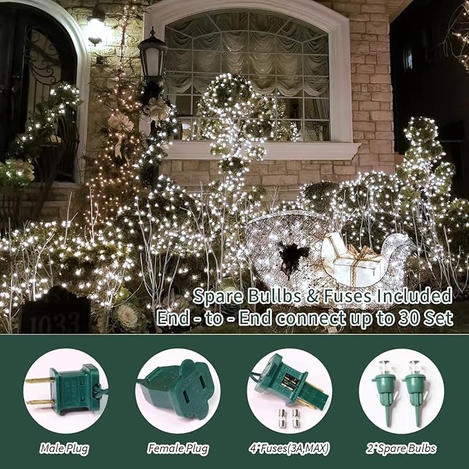 LAMPHOME Led Christmas Net Lights Outdoor Christmas Decorations Lights 150LED 6ftx4ft, Connectable Outdoor Fairy Mesh String Lights for Party, Holiday, Wedding, Tree, Bushes Decorations (White)