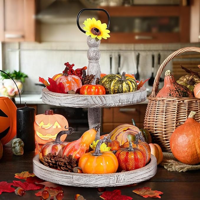 Atonofun Thanksgiving Artificial Pumpkins Fall Decorations for Home, 88 Pcs Decor- 50 Leaves, 20 Acorns, 2 Pinecones, 14 Fake Pumpkins, 2 Sunflowers, Thanksgiving Fall Harvest Home Table Centerpiece